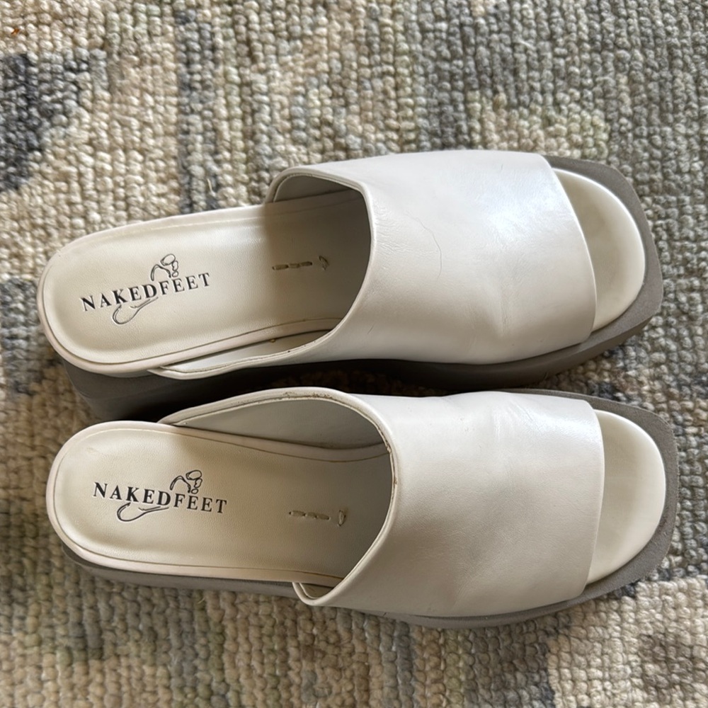 Naked Feet Women's Cream Slide Sandals - Picture 5 of 7